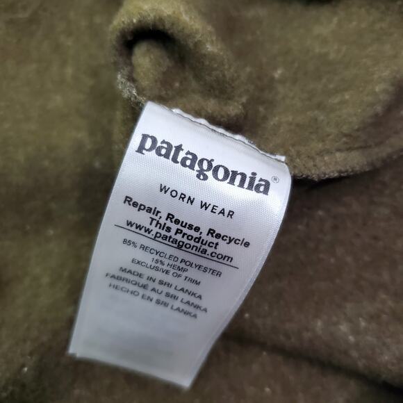 Patagonia Men's Hemp Crew Sweatshirt Size Medium Green Quarter Snap 1/4 Button - Picture 9 of 12